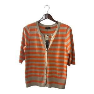 Cyrus Orange & Tan Half Sleeve Button Up Cardigan size XL NWT